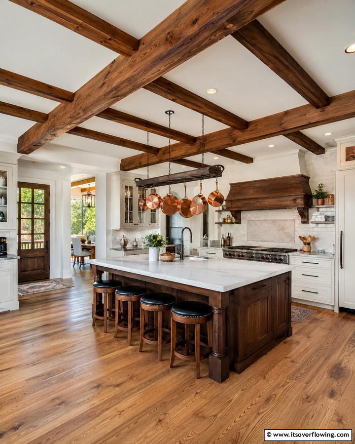 Beamed Ceiling Charm - 25 Beautiful Kitchen Ceiling Ideas to Elevate Your Space