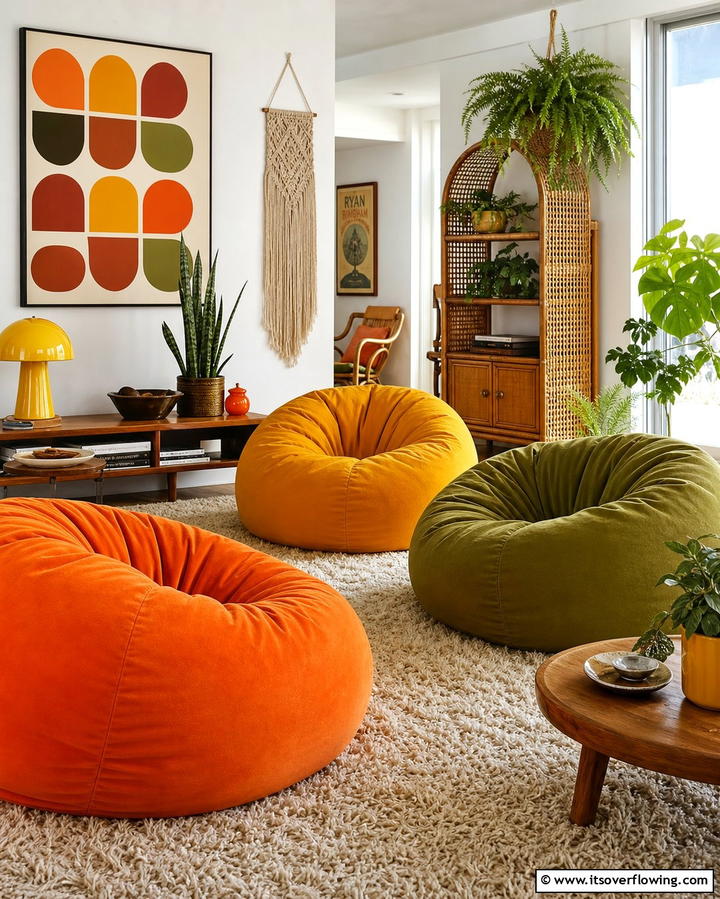 Bean Bag Chairs - 25 Retro 70s Living Room Ideas for a Funky Vibe