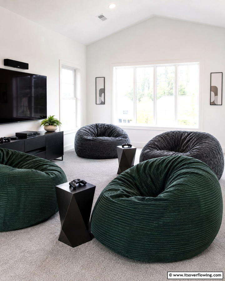 Bean Bag Seating - 25 Small Game Room Ideas for Fun and Entertainment