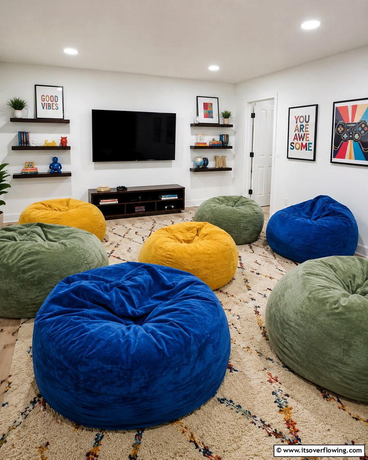 Bean Bags for Flexible Seating - 20 Small Media Room Ideas for Cozy Entertainment