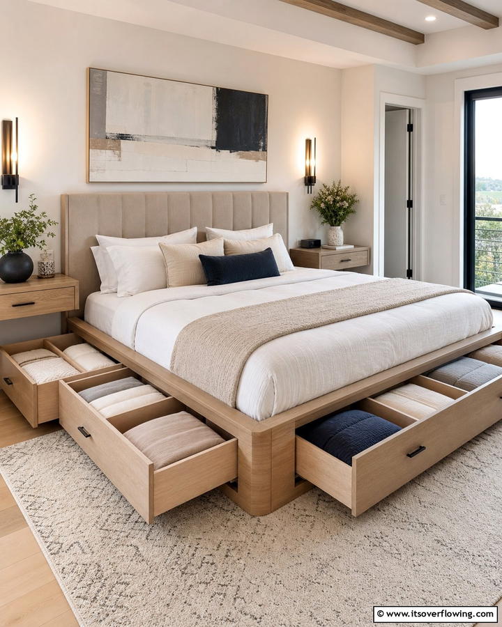 Bedside Storage Drawers - 20 Comforter Storage Ideas to Maximize Space