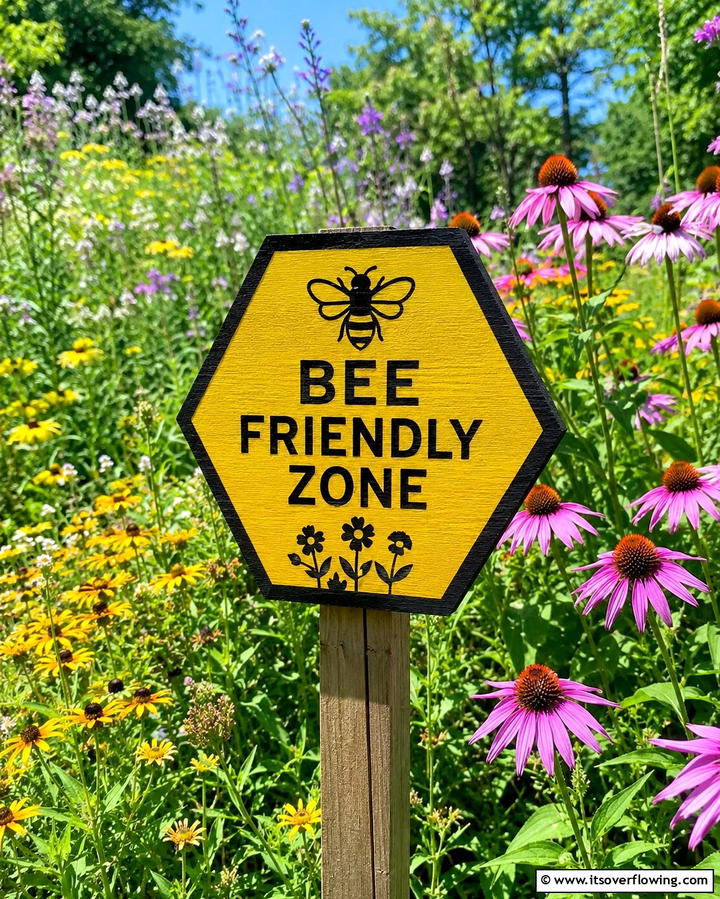 Bee Friendly Zone Sign - 25 Garden Sign Ideas to Personalize Your Outdoor Space