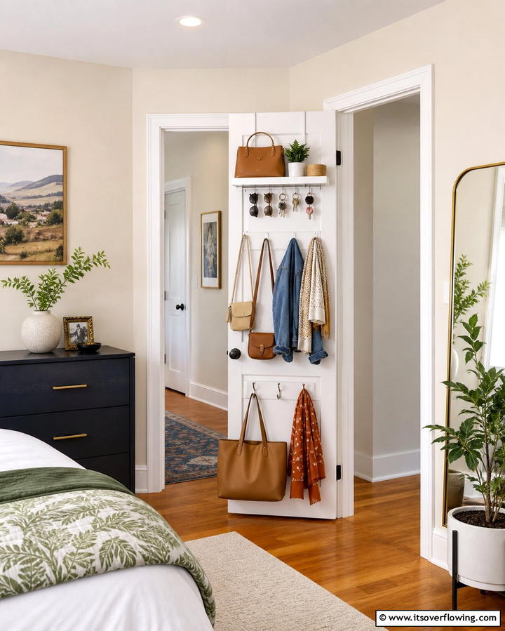 Behind the Door Drop Zone - 25 Drop Zone Ideas to Keep Your Home Organized and Tidy