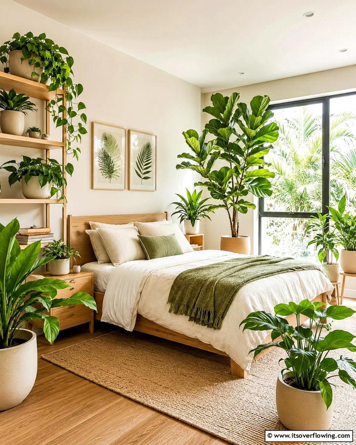 Beige Bedding with Green Throw Blankets - 25 Serene Green and Beige Bedroom Design Ideas