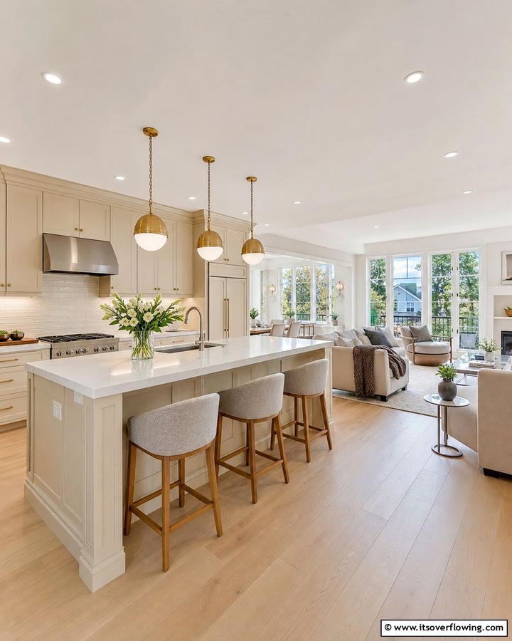 Beige Cabinets in Open Concept Kitchens - 20 Kitchens With Beige Kitchen Cabinets for a Neutral and Elegant Look