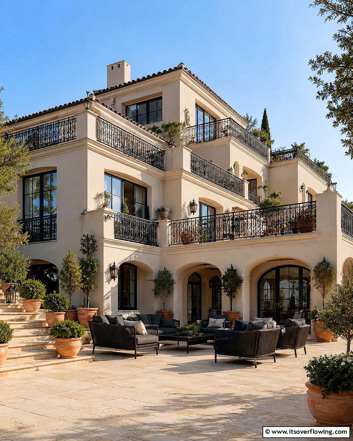 Beige Exterior with Black Balcony Railings - 30 Beige & Black House Exterior Design Ideas & Inspiration