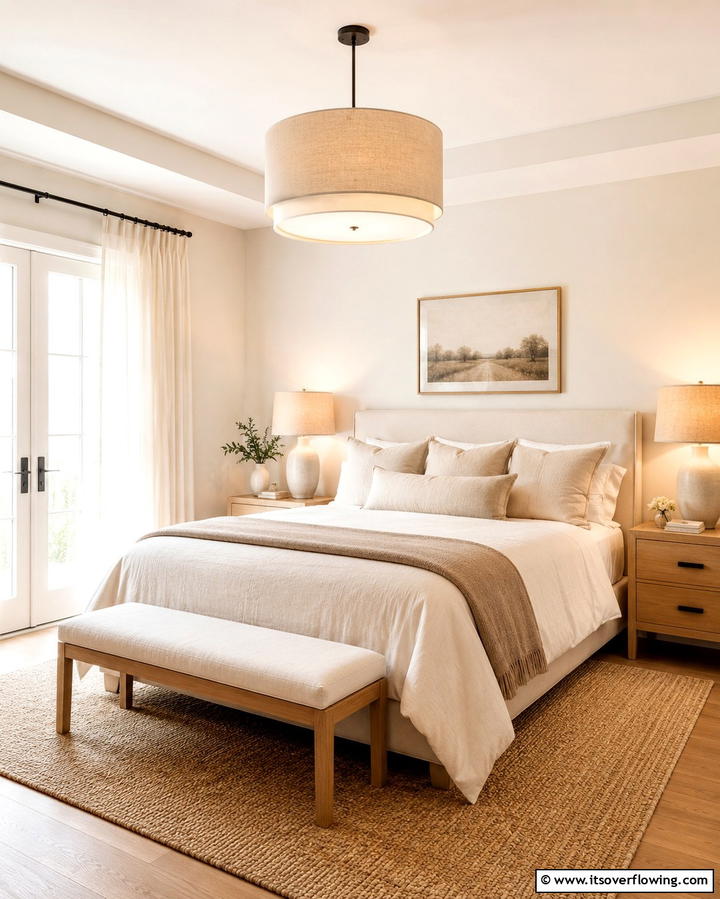 Beige Lighting Fixtures - 25 Beige Bedroom Ideas for a Calming Retreat
