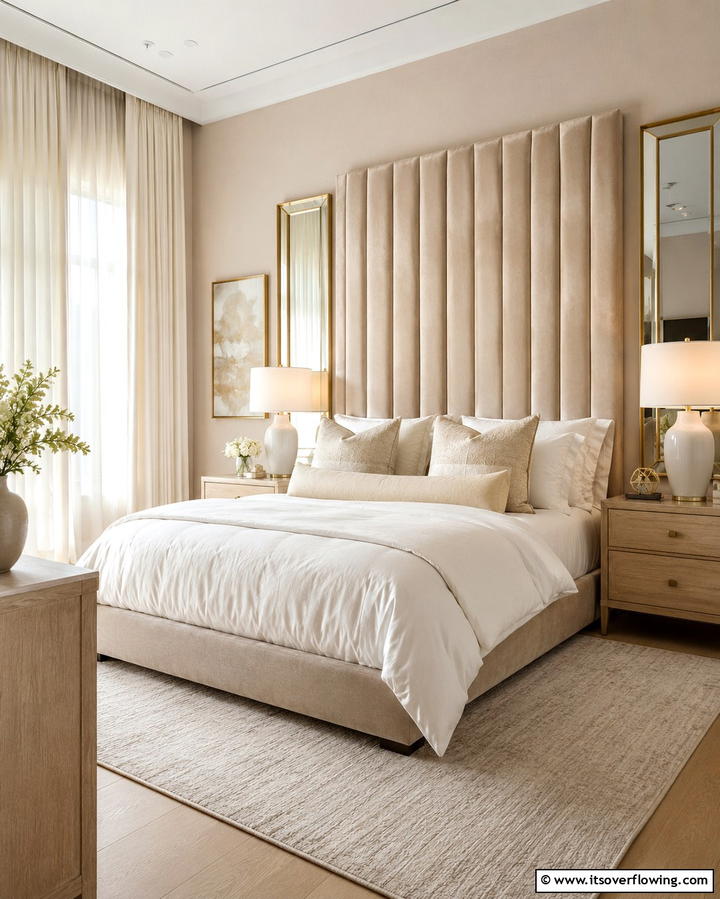 Beige Upholstered Headboard - 25 Beige Bedroom Ideas for a Calming Retreat