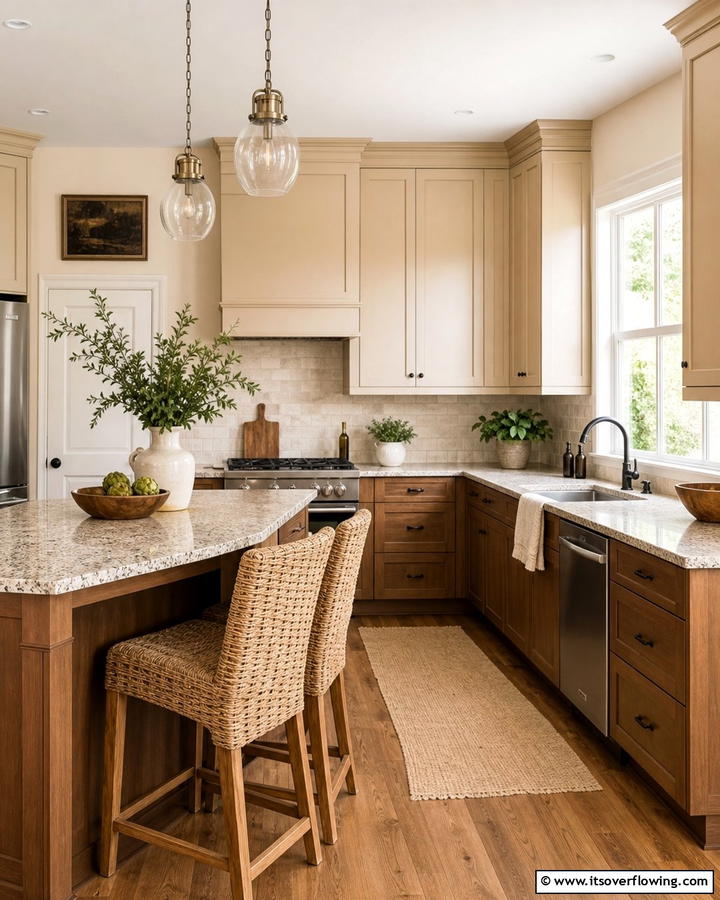 Beige and Brown Cabinets for Subtle Harmony - 20 Brown Kitchen Cabinets Ideas for a Warm and Inviting Space