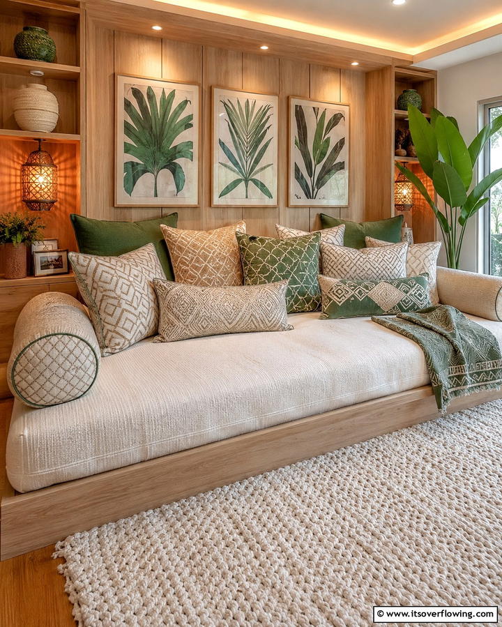 Beige and Green Throw Pillows - 25 Serene Green and Beige Bedroom Design Ideas