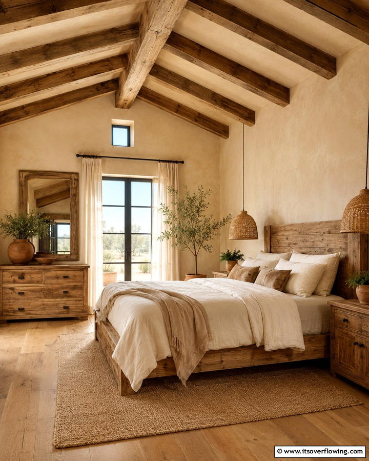 Beige and Natural Wood for a Rustic Charm - 25 Beige Bedroom Ideas for a Calming Retreat