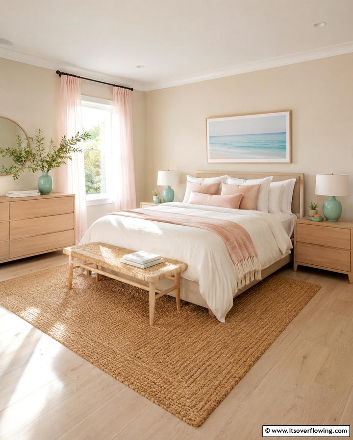 Beige and Pastel Accents - 25 Beige Bedroom Ideas for a Calming Retreat
