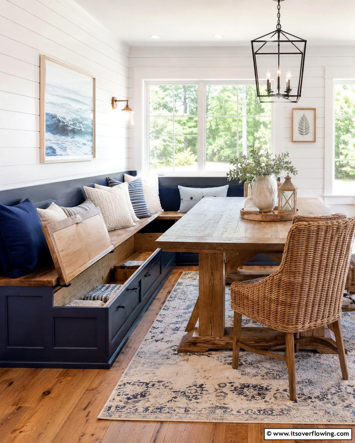 Bench Seating with Hidden Storage - 30 Dining Room Storage Ideas for Clutter-Free Entertaining