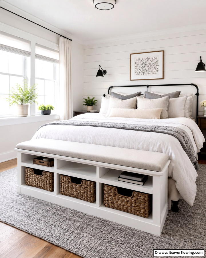 Bench with Built In Shelves - 25 Stunning Bedroom Bench Ideas for a Cozy Retreat
