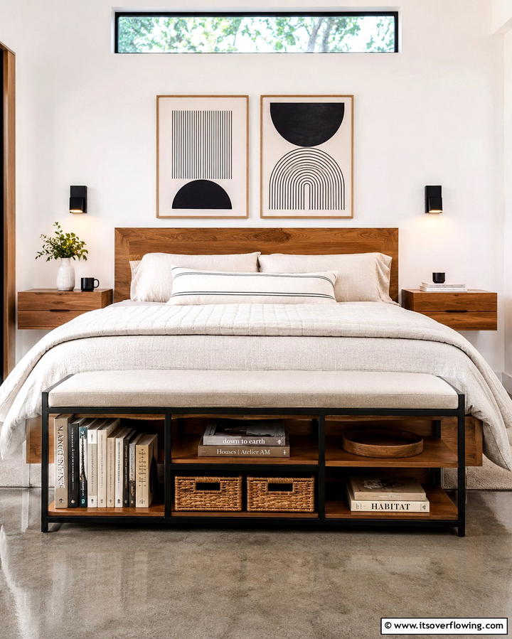 Bench with Built In Shelving for Extra Storage - 25 Stunning Bedroom Bench Ideas for a Cozy Retreat