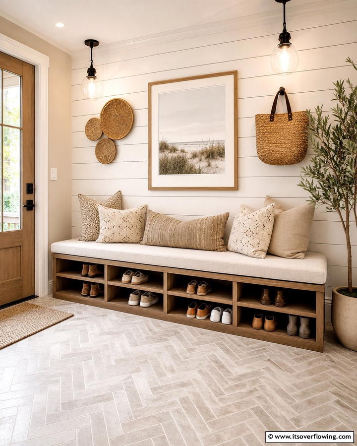 Bench with Built In Shoe Storage - 25 Entryway Shoe Storage Ideas to Keep Your Home Tidy