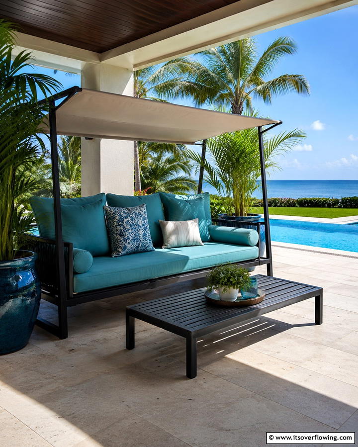 Bench with Canopy Shade - 25 Front Porch Bench Ideas for a Welcoming Entrance