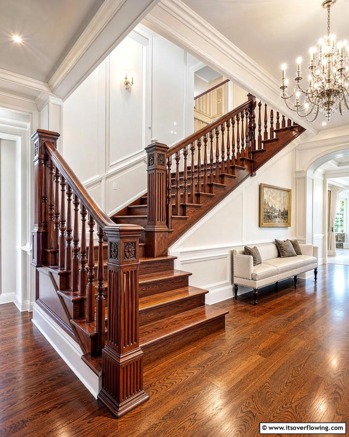 Bespoke Handcrafted Wood Railing - 30 Wood Stair Railing Ideas for Warm Architectural Detail