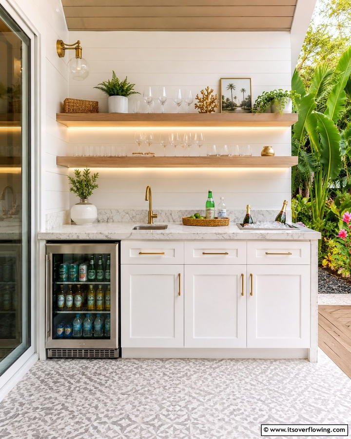 Beverage Station with Mini Fridge - 20 Summer Kitchen Ideas to Refresh Your Space