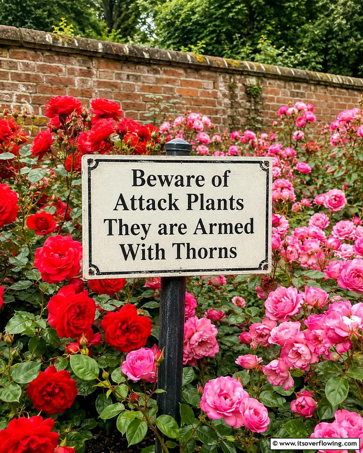 Beware of Attack Plants Theyre Armed With Thorns - 25 Funny Garden Sign Ideas to Add Humor to Your Yard