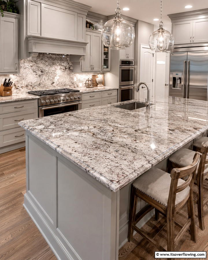Bianco Antico Granite Countertops - 25 Granite Kitchen Countertop Ideas for Elegant Kitchens