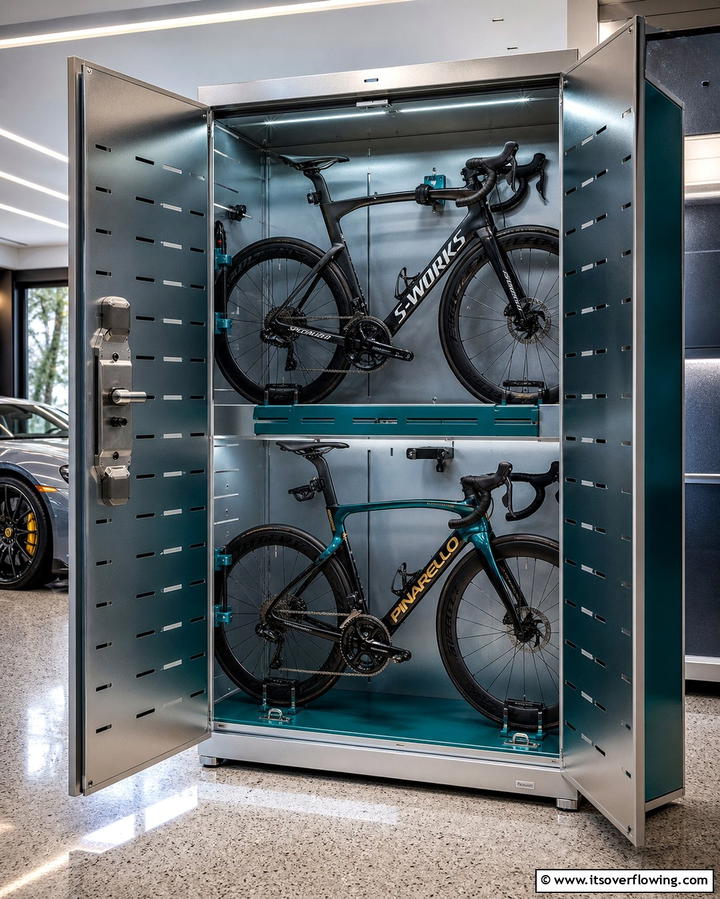 Bike Storage Cabinets for Added Security - 25 Garage Bike Storage Ideas for a Clutter-Free Space