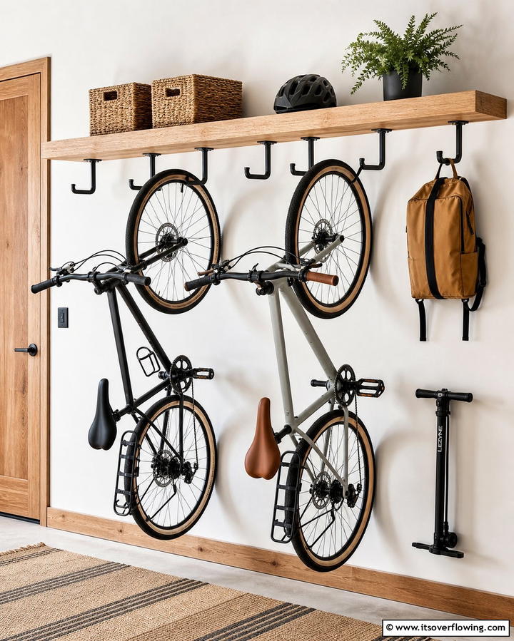 Bike Storage Shelves with Hooks for Accessories - 25 Garage Bike Storage Ideas for a Clutter-Free Space