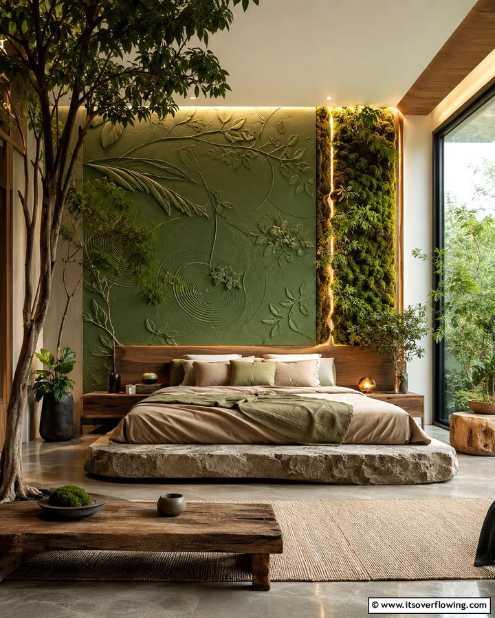 Biophilic Design Panels - 30 Green Panelling Ideas for a Serene Bedroom