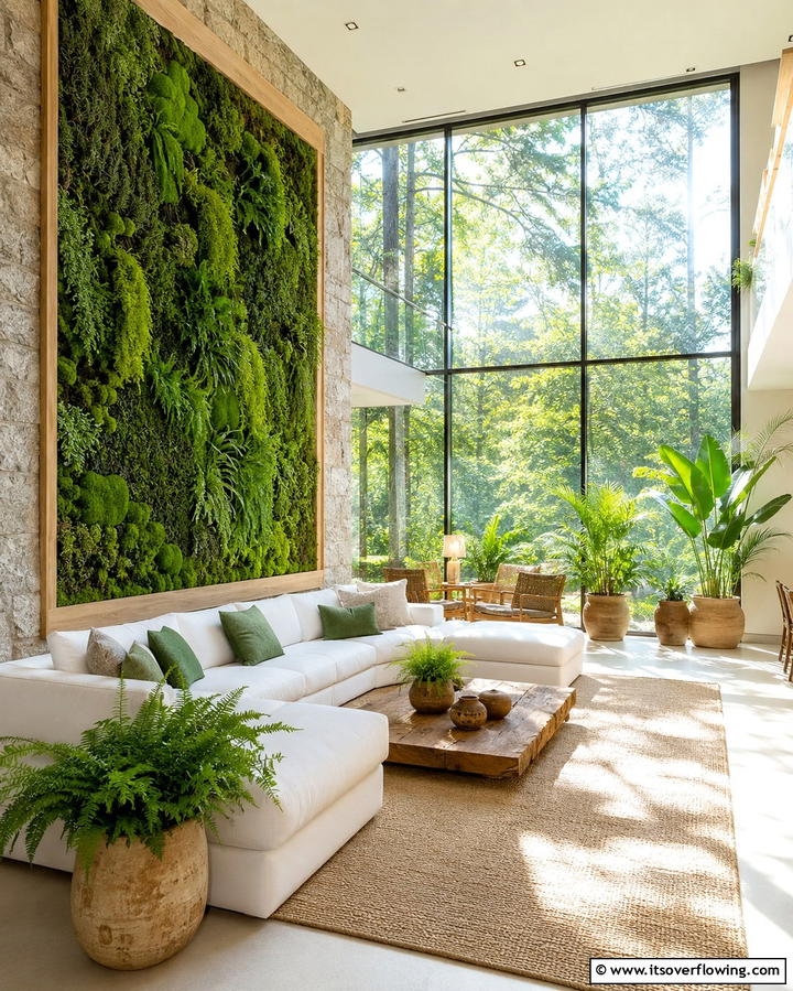 Biophilic Living Space - 30 Awkward Living Room Layout Solutions for Cohesive Design