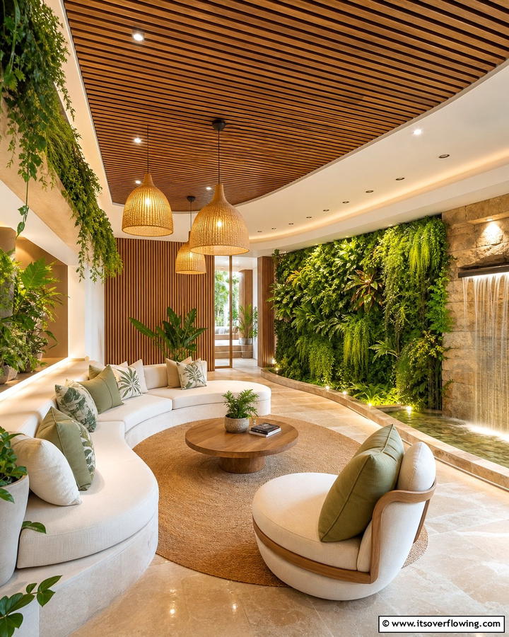 Biophilic Wood Slat Ceiling - 30 Wood Slat Ceiling Ideas for Textured Modern Interiors