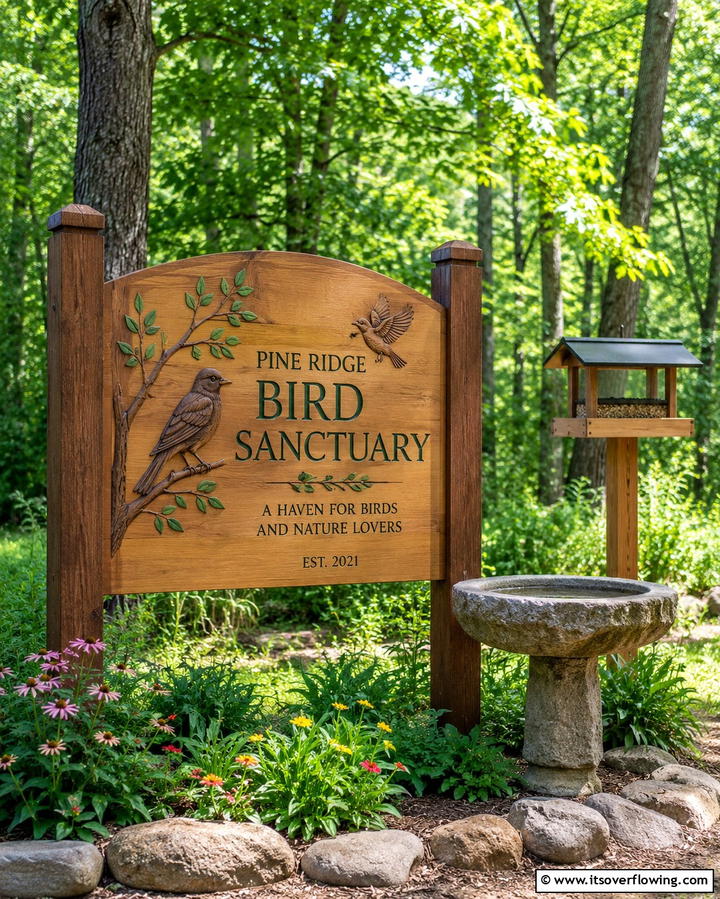 Bird Sanctuary Sign - 25 Garden Sign Ideas to Personalize Your Outdoor Space