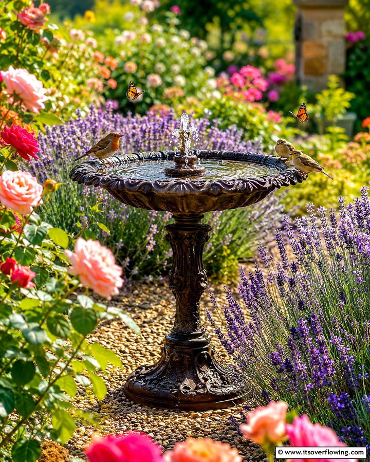 Birdbath Fountain - 25 Backyard Fountain Ideas for a Serene Outdoor Space