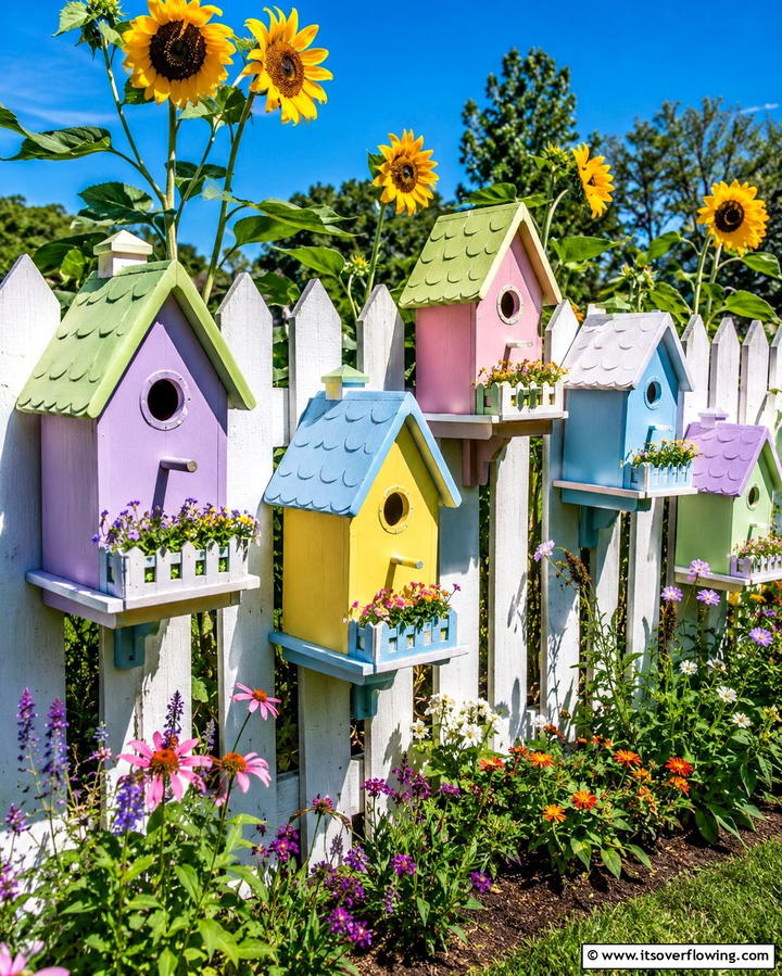 Birdhouse Displays - 25 Fence Art Ideas to Add Personality to Your Yard