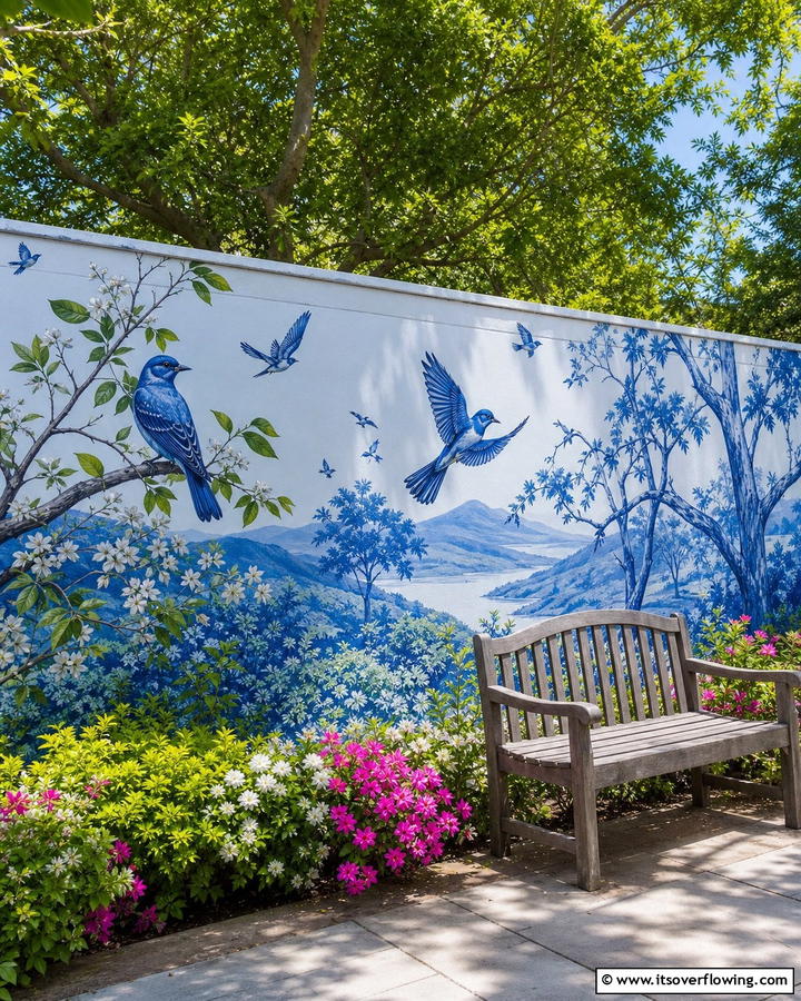 Birdsong Vista Mural - 21 Garden Mural Ideas to Transform Outdoor Walls Artistically