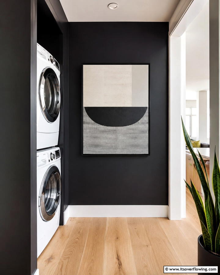 Black Accent Wall for Drama - 30 Stylish Black Laundry Room Ideas for a Modern Utility Space