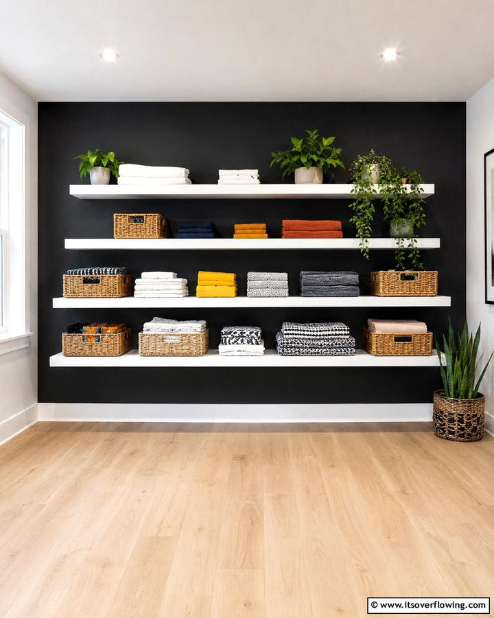 Black Accent Wall for Dramatic Effect - 30 Stylish Black Laundry Room Ideas for a Modern Utility Space