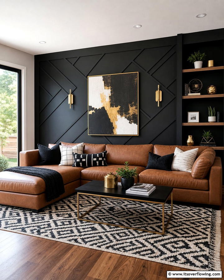 Black Accent Walls for Bold Contrast - 25 Chic Black and Brown Living Room Ideas for Modern Homes