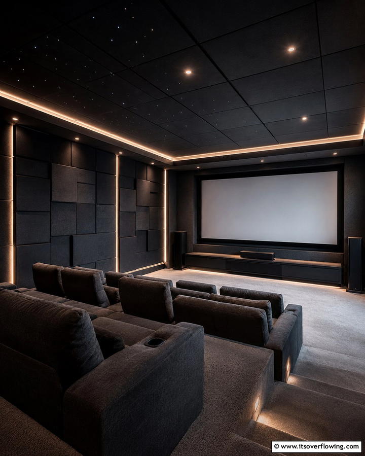 Black Acoustic Ceiling Panels - 30 Modern Black Ceiling Design Ideas for Dramatic Interiors