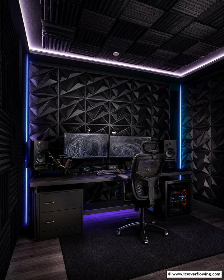Black Acoustic Panels for Sound Quality - 25 Sleek Black Gaming Room Ideas for Gamers