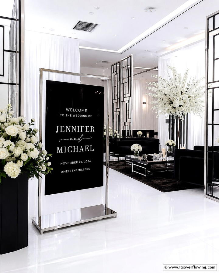 Black Acrylic Wedding Signs - 30 Black-Themed Wedding Decor Ideas for Bold Celebrations