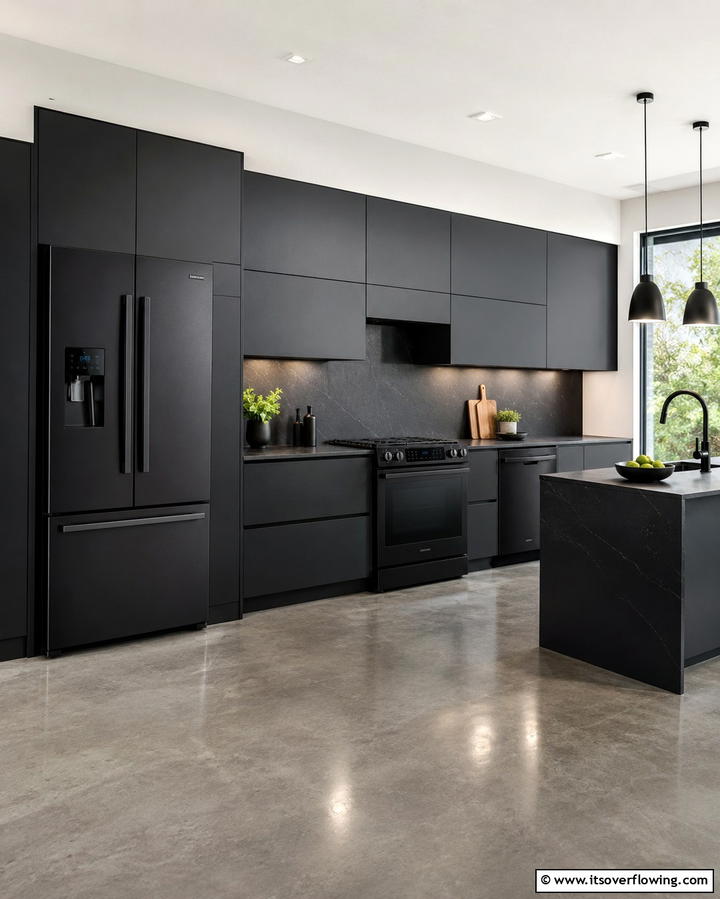 Black Appliances for Cohesion - 25 Dark Kitchen Ideas for a Bold and Modern Look
