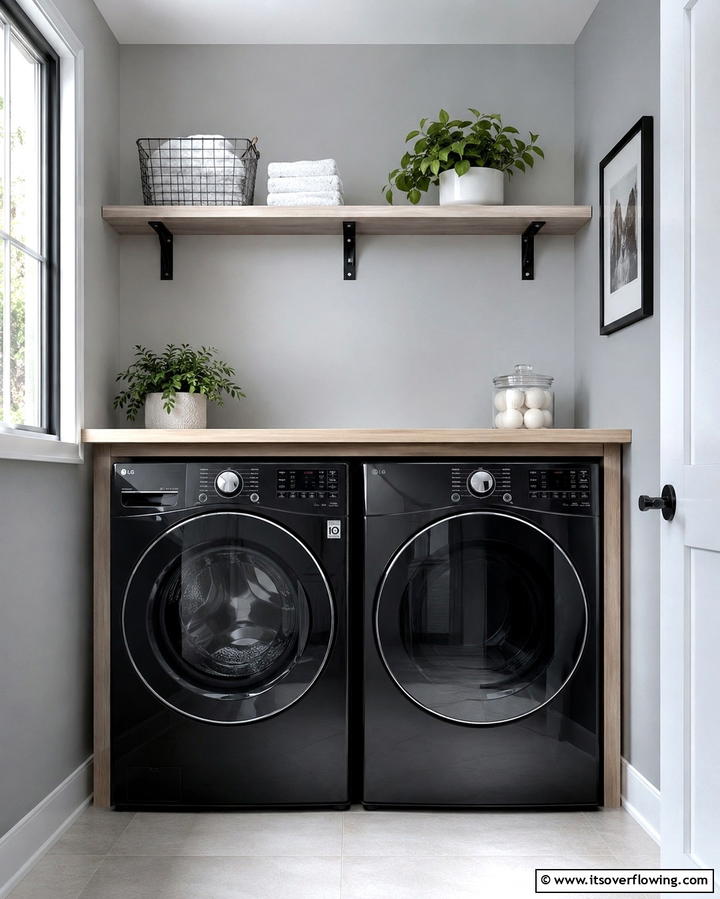 Black Appliances for a Cohesive LookExact - 30 Stylish Black Laundry Room Ideas for a Modern Utility Space
