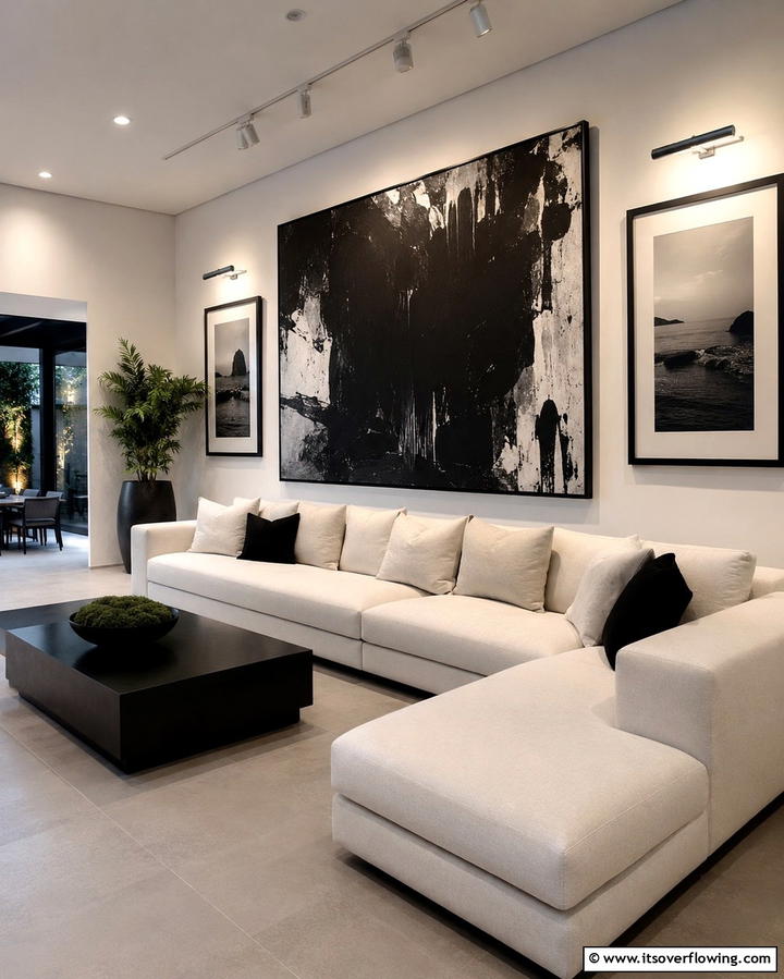 Black Artwork for a Statement - 30 Bold Black Living Room Designs for Dramatic Modern Spaces