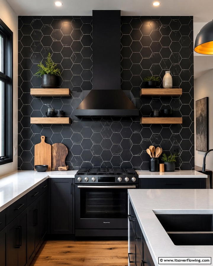 Black Backsplash for Bold Contrast - 25 Gray and Black Kitchen Ideas for a Modern Look