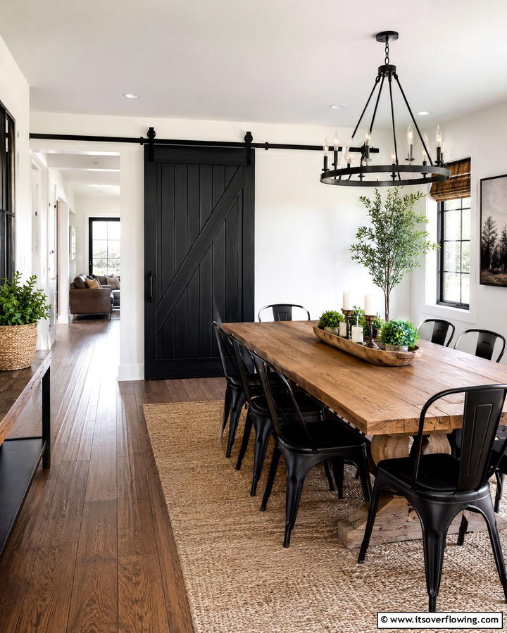 Black Barn Doors for a Modern Farmhouse Style - 25 White House Ideas with Black Doors for Contrast