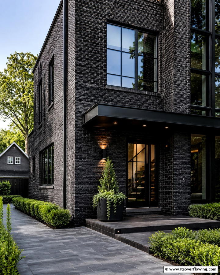 Black Brick Exterior - 25 Modern Black Houses for a Bold Statement