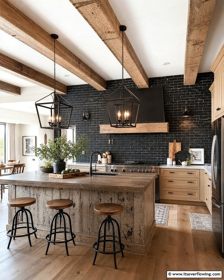 Black Brick Veneer Backsplash - 25 Kitchen With Black Backsplash Ideas for Drama