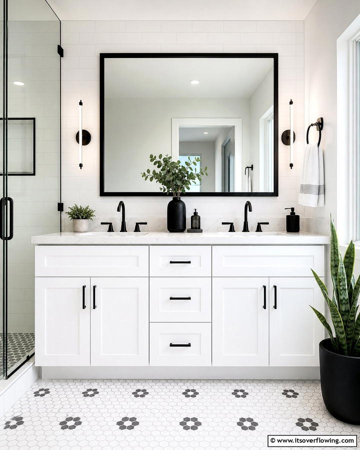 Black Cabinet Pulls for a Modern Touch - 20 Bathroom With Black Fixtures Design Ideas