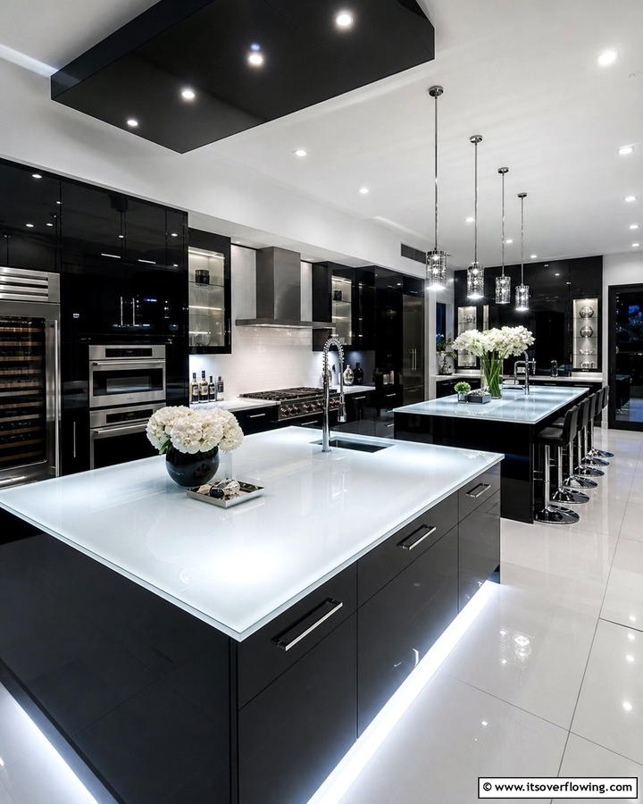 Black Cabinets With White Glass Countertops - 20 Black Kitchen Cabinets With White Countertops Ideas