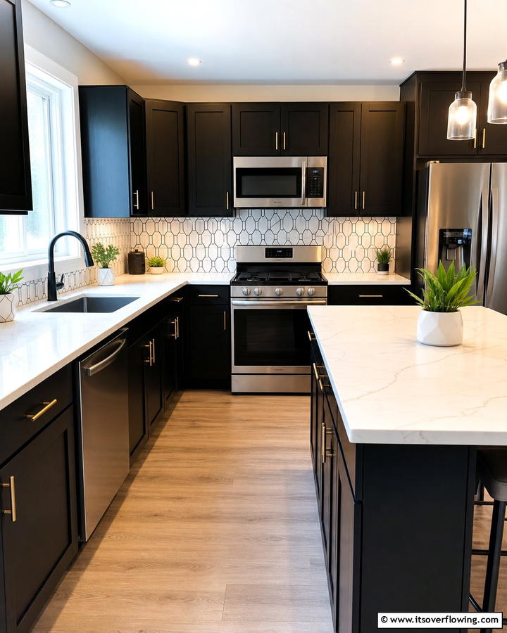 Black Cabinets With White Laminate Countertops - 20 Black Kitchen Cabinets With White Countertops Ideas